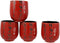 Chinese Art Calligraphy Red Porcelain 27oz Tea Pot With 4 Cups Set Asian Decor