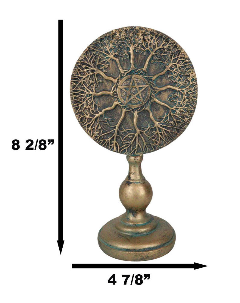 Wicca Spring Summer Fall Winter Trees Wheel of Life With Pentagram Figurine