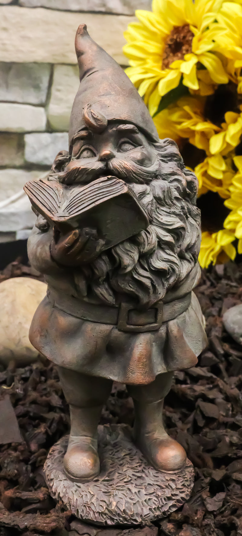 Whimsical Festive Holiday Novelty Old Mr Gnome Dwarf Reading Story Book Figurine