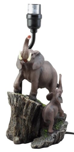 Migration Of The Majestic Elephant Family Safari Desktop Table Lamp Statue Decor - Ebros Gift