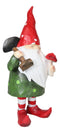 Whimsical Green Thumb Gnome Planting Toadstool Mushroom with Shovel Figurine