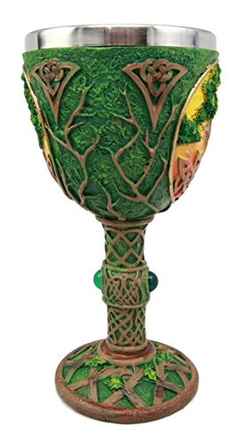 Ebros Large Celtic Sacred Tree of Life Yggdrasil Wine Goblet Chalice Cup 8oz
