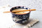 Japanese White Storks In Dark Blue Sky Ramen Soup Bowl With Chopsticks Set