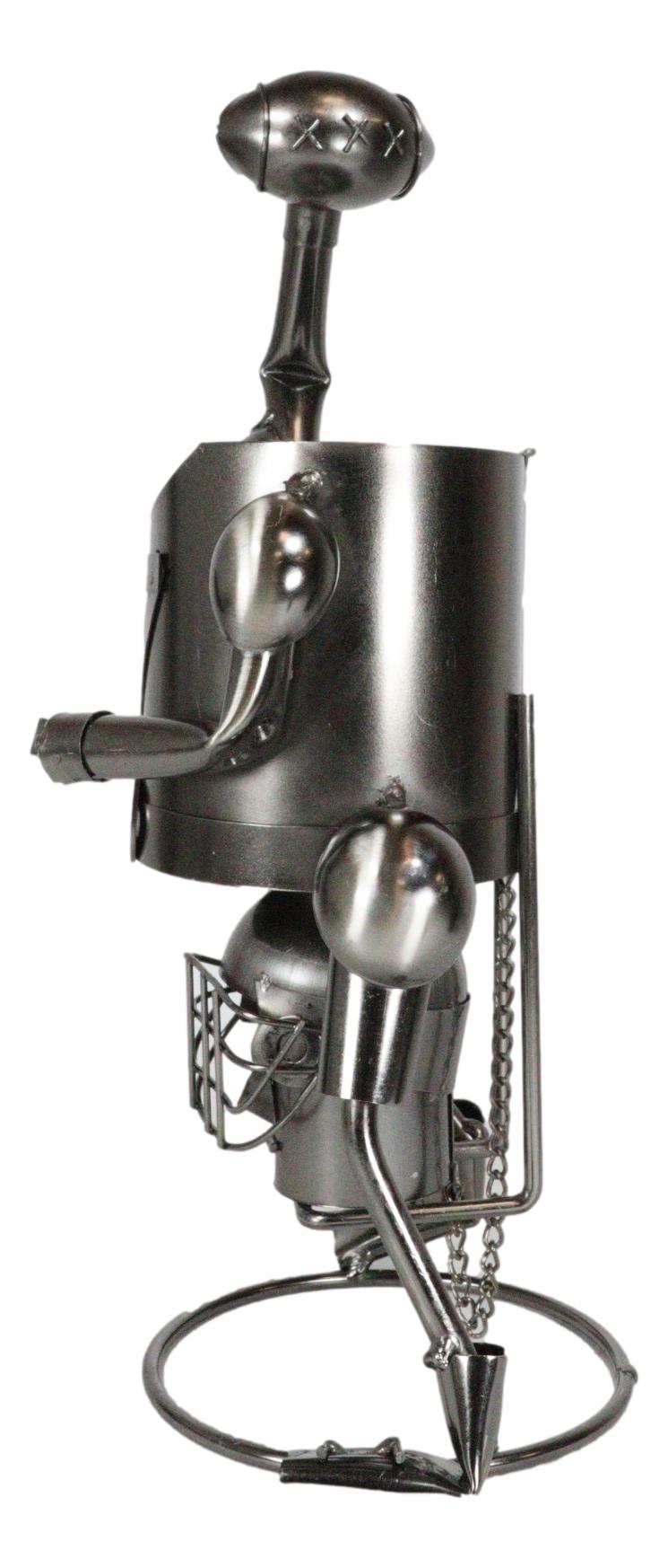Ebros Gift Star Quarterback Football Player Hand Made Metal Wine Bottle Holder Caddy Decor Figurine 13"H
