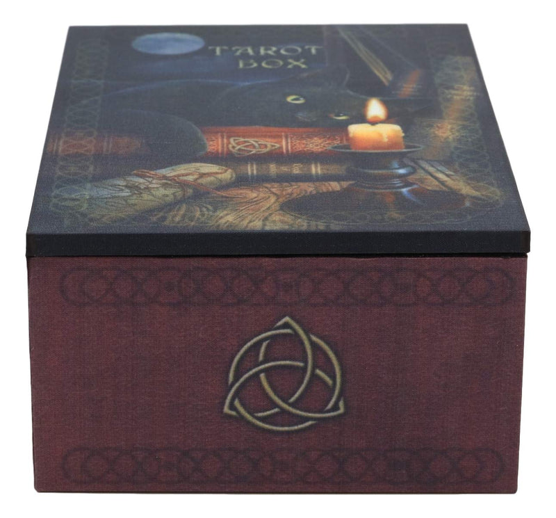Ebros Witching Hour Black Cat Under The Full Moon Tarot Card Deck Holder Jewelry Box Accessories Mystical Feline Cats Wicca Witchcraft Talisman Tarots Fortune Teller Psychic Boxes Decors - Ebros Gift