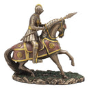 Ebros Medieval Suit of Armor French Knight with Spear Charging On Cavalry Horse Statue 7.25" Long Renaissance Knighthood Collectible Decor Figurine
