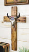 Rustic Western Cow Skull Nostalgic Route 66 Highway Sign Faux Wooden Wall Cross