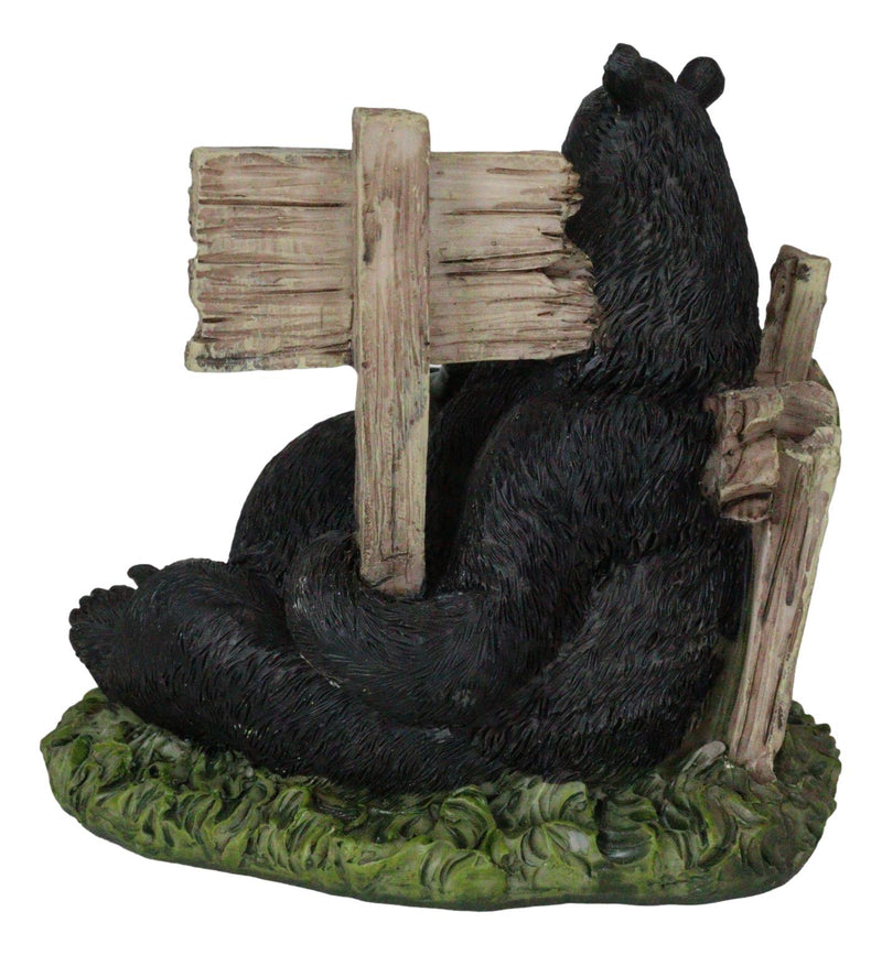 Rustic Western Forest Drunk Black Bear Smoking Pipe And Drinking Beer Figurine