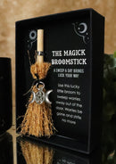 Wicca Witch Broom Magick Broomstick W/ Pentagram Triple Moon Pendant Lucky Charm