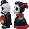 Ebros Mr and Mrs Poe Gothic Romantic Skeleton Couple with Big Red Heart SET OF 2