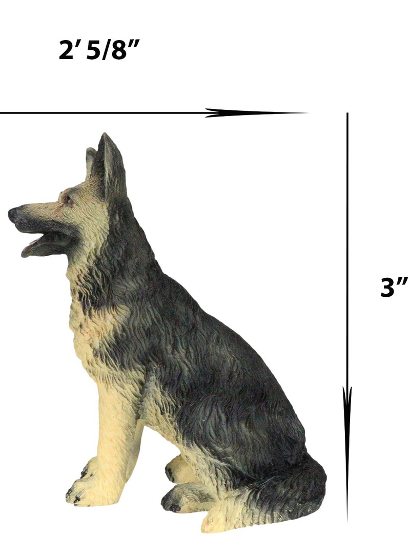 Lifelike Realistic Sitting Canine German Shepherd Police Dog Miniature Figurine