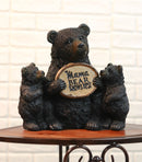 Whimsical Black Bears Mother With Cubs Holding Mama Bear Knows Best Sign Statue