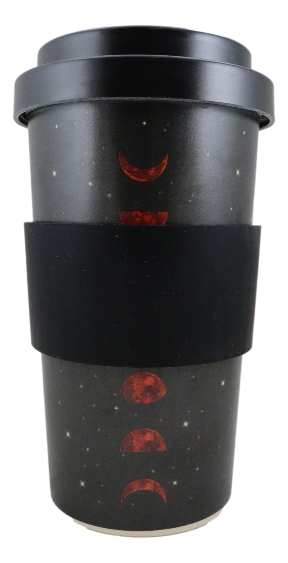 Lunar Moon Phases With Night Stars Reusable Travel Mug Cup W/ Lid And Sleeve
