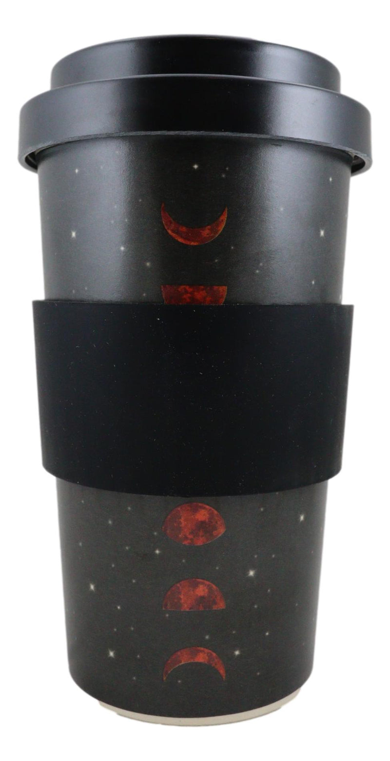 Lunar Moon Phases With Night Stars Reusable Travel Mug Cup W/ Lid And Sleeve
