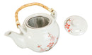 Sakura Pink Cherry Blossoms Speckled White Ceramic 42oz Large Tea Pot Teapot