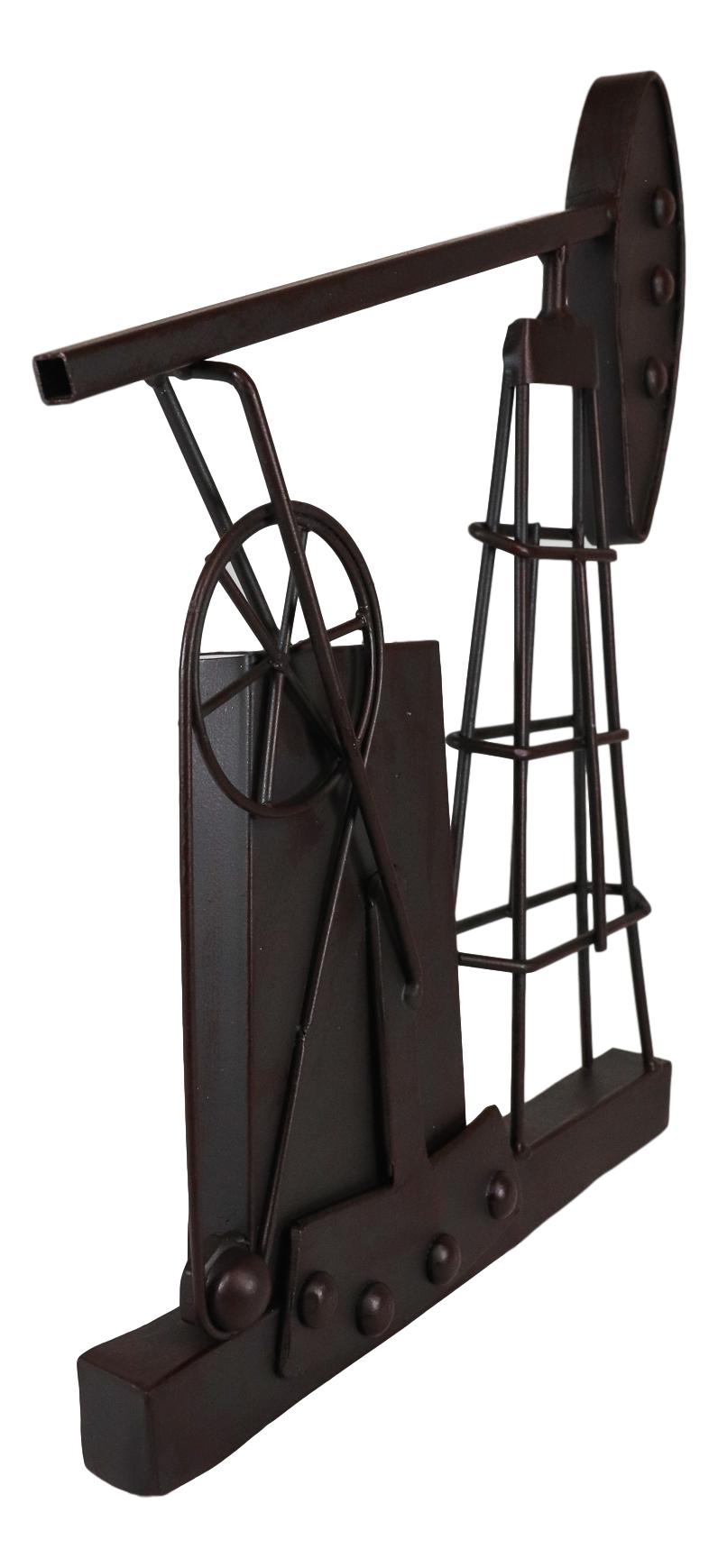 Ebros Rustic Metal Vintage Oil And Gas Derrick Rig Pump Jack Wall Art Decor 3D Plaque