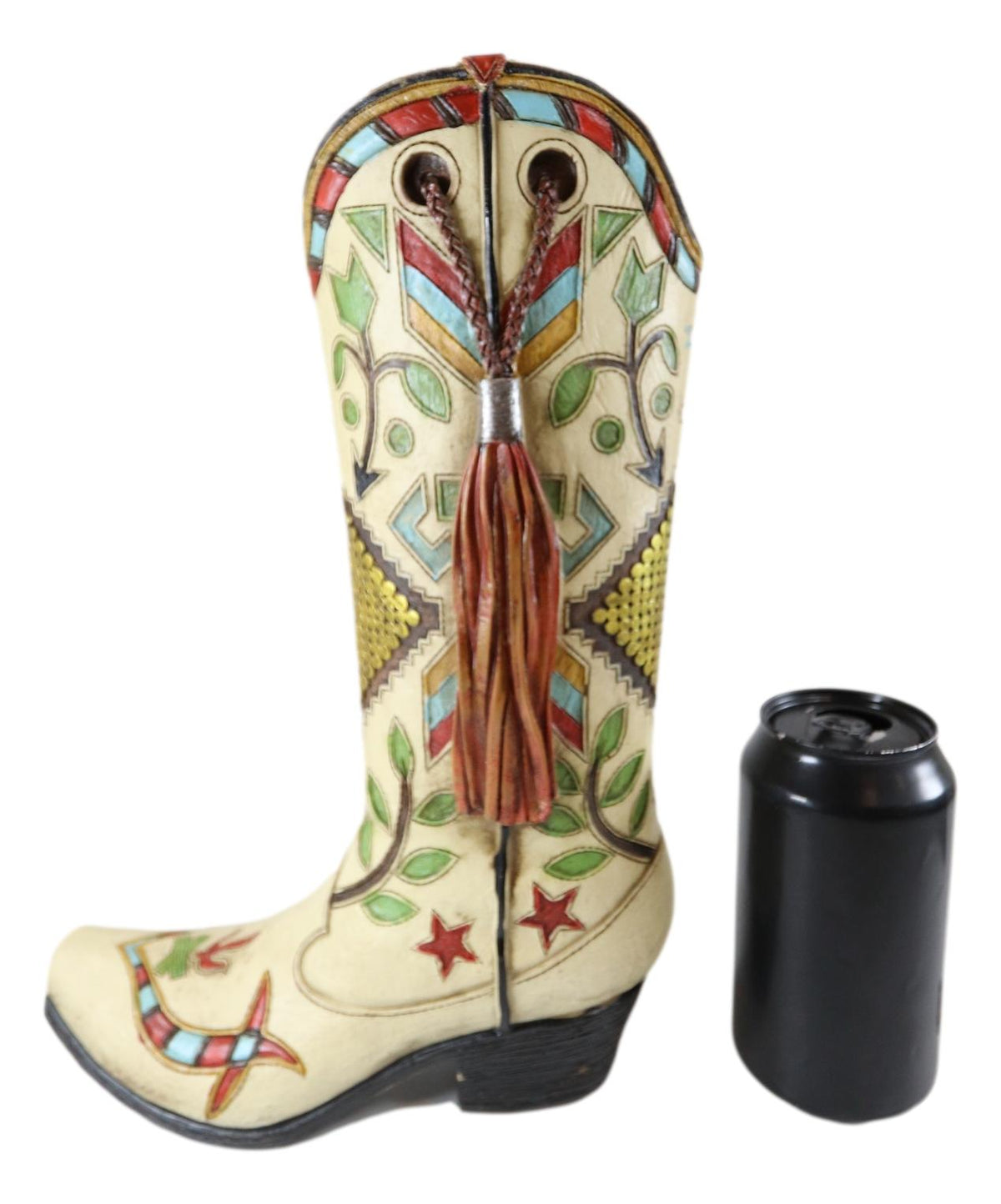 Rustic Western Crosses Arrows Stars Tassel Frills Cowgirl Boot Vase Figurine - Ebros Gift