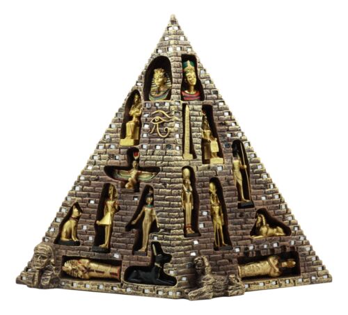 Ebros Egyptian Pyramid Statue With 16 Miniature Gods Anubis Osiris Isis Maat Bastet - Ebros Gift