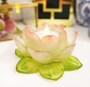 Ebros Lotus Flower Tea Light Candle Holder Statue 4.5"W (Translucent Acrylic)