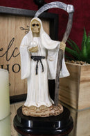 White Santa Muerte With Scythe Figurine 5.5" Tall Bone Mother Angel Of Purity