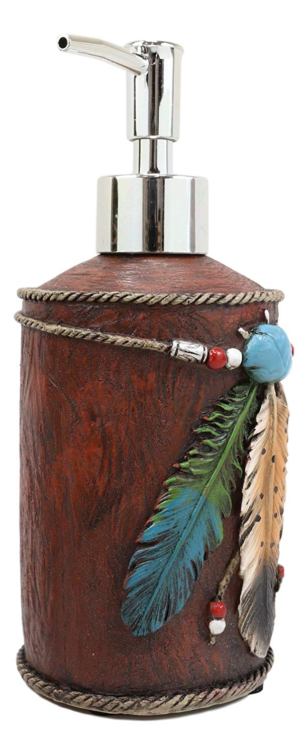 Ebros Southwestern 3 Feathers Dream Catcher Liquid Soap Or Lotion Pump Dispenser
