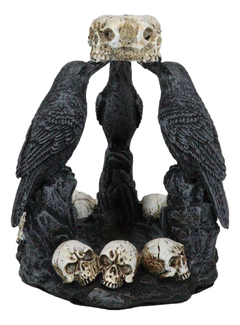 Gothic Wicca Quoth Trio Ravens Nevermore With Skulls Backflow
