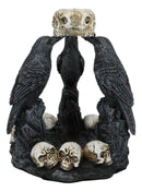 Gothic Wicca Quoth Trio Ravens Nevermore With Skulls Backflow Incense Burner