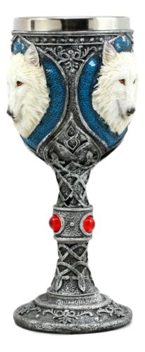 Ghost White Albino Snow Wolf Wine Goblet 7oz Direwolf Spirit Celtic Wine Chalice