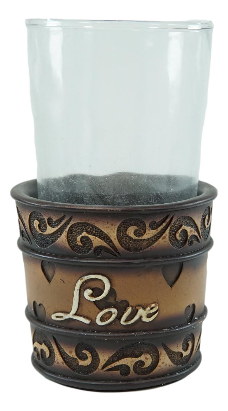 Rustic Tuscany Scroll Family Love Tumbler Cup Soap Dish & Toothbrush Holder Set