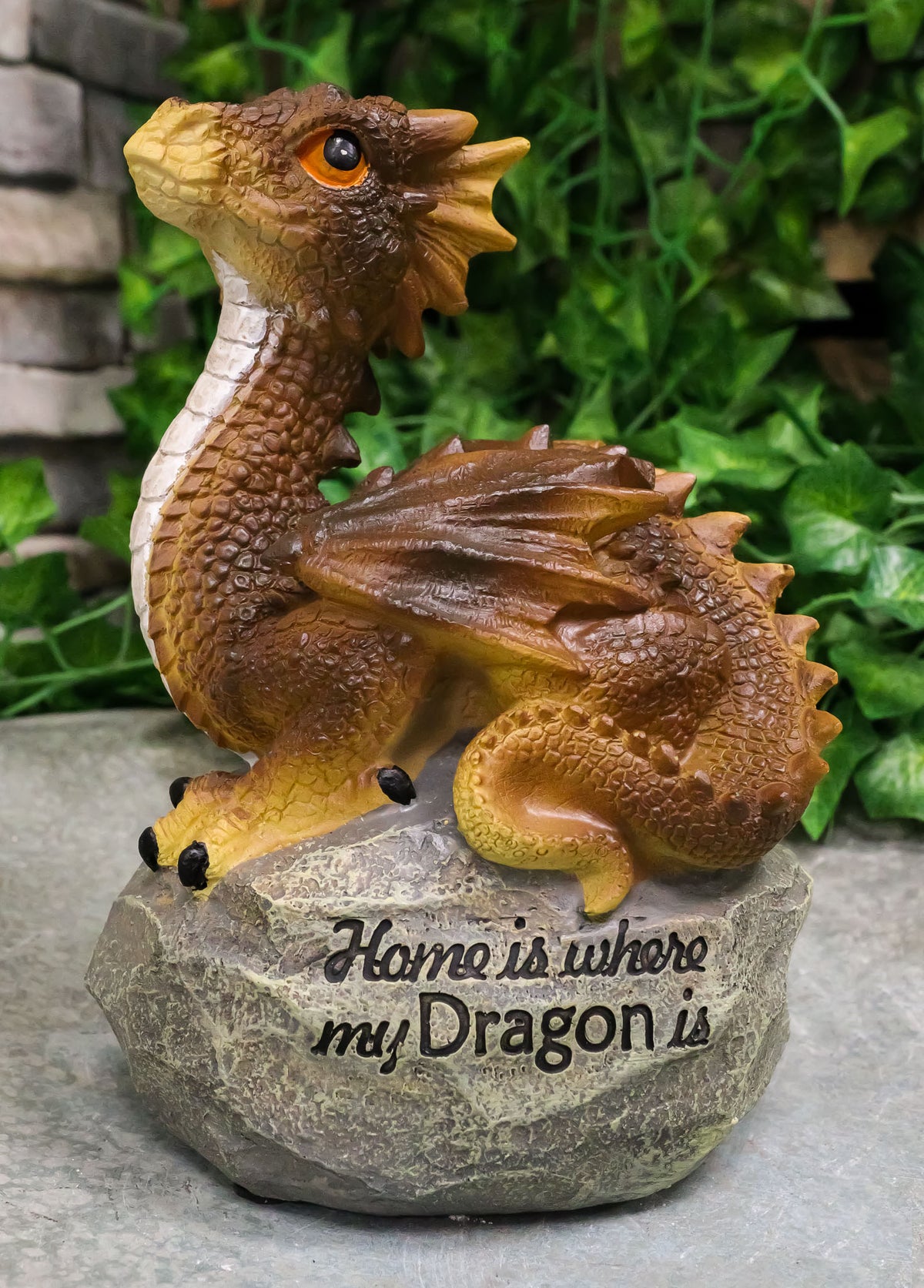 Ebros 'Home is Where My Dragon is' Baby Dragon on Rock Resin Figurine 7.5" H