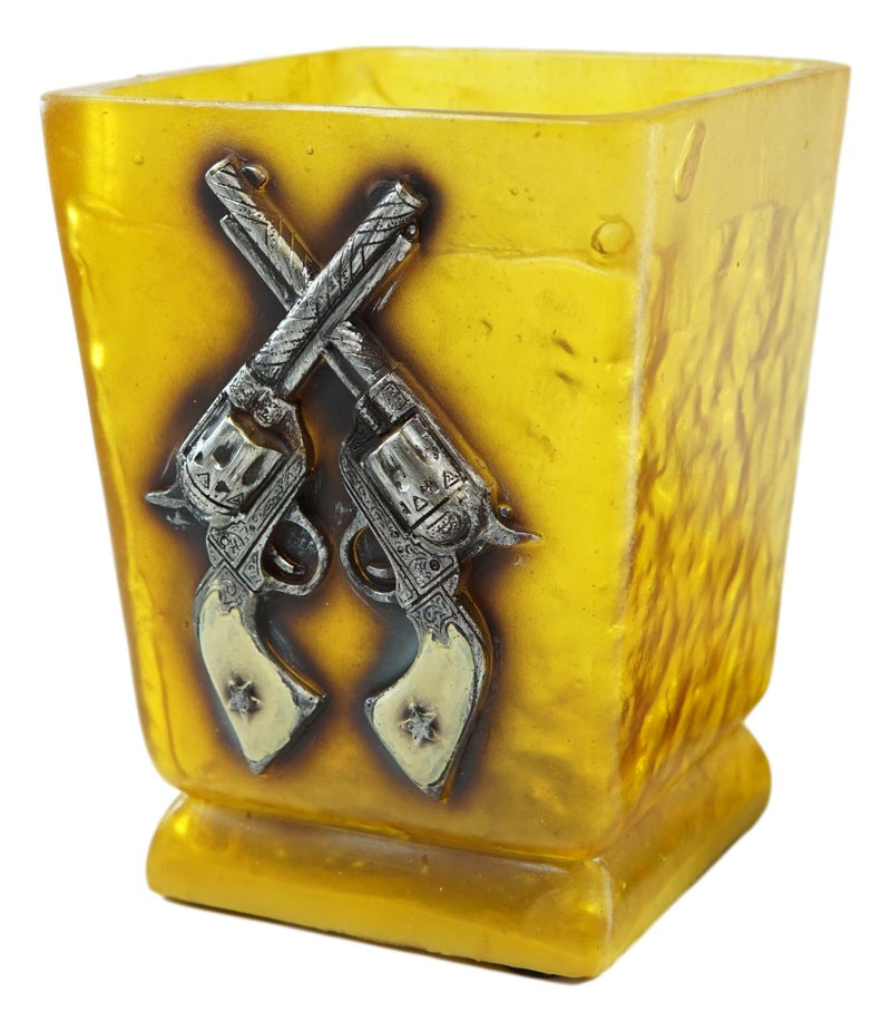 Western Cowboy Crossed Six Shooters Revolver Guns Acrylic Glass Night Light Lamp