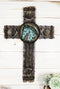 Rustic Western Lucky Horseshoes Turquoise Horse Barbed Wires Wall Cross Decor