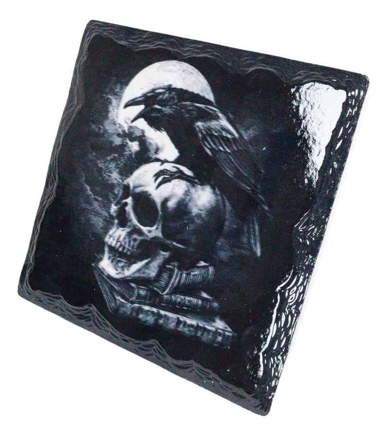 Ebros Gothic Edgar Poe Raven Crow Nevermore Cork Backed Ceramic Coasters 4 Piece