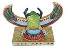 Egyptian Beautiful Golden Winged Scarab Amulet Ankh Symbol of Rebirth Figurine