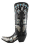 Southwestern Turquoise Silver Aztec Symbols Cowboy Boot Vase Planter Figurine