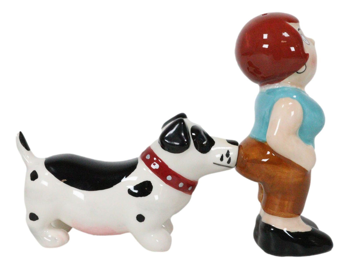 Ouch! Lady And The Tramp Dog Kissing Magnetic Ceramic Salt Pepper Shakers Set - Ebros Gift