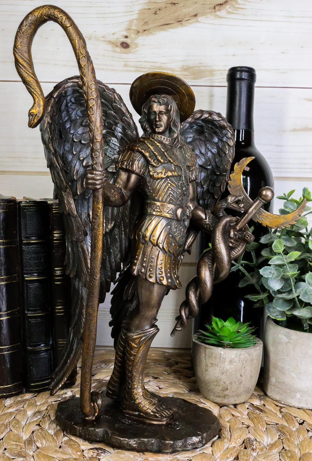 Saint Raphael Staff Ebros Saint Raphael The Archangel Holding Healing Staff Statue 13