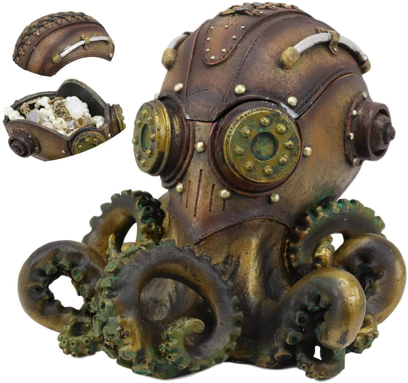 Ebros Gift Steampunk Octopus Marauder Cyborg Infantry Decorative Box Figurine 5.5"H
