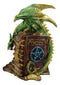 Fantasy Pentagram Green Dragon of Bibliography On Spells Book With LED Figurine
