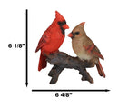 Northern Red And Brown Cardinal Male And Female Birds Couple On Branch Figurine