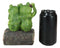Party At My Pad Drinking Smoking Frog Couple On Forest Tree Log Bench Figurine