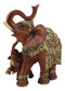 Buddha Feng Shui Decorated Golden Elephant With Calf Trumpeting Statue 10"L