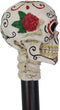 White Colorful Day Of The Dead Skull Prop Accessory Walking Cane For Parties