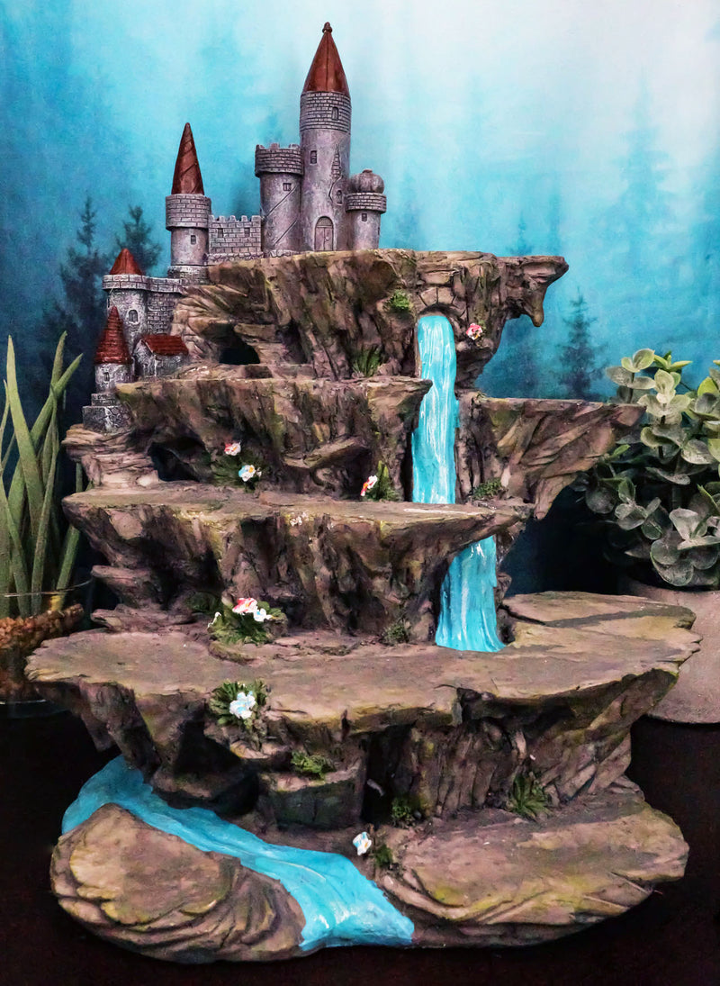 Fantasy Miniature Creatures Display Stand Rocky Waterfall With Castle Figurine