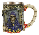 Ebros  Day Of The Dead Holy Death Fire Grim Reaper With Scythe Beer Stein Tankard