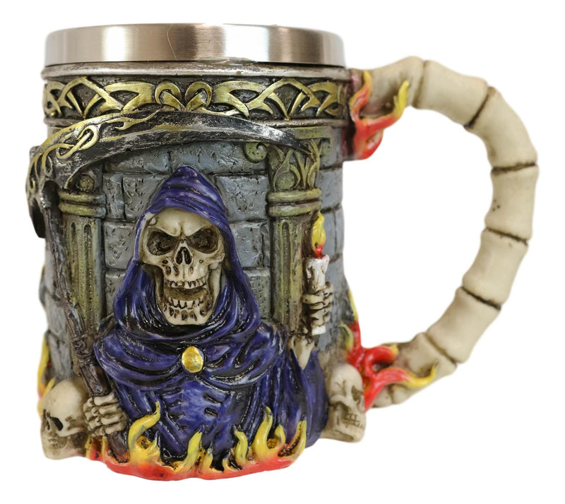 Ebros  Day Of The Dead Holy Death Fire Grim Reaper With Scythe Beer Stein Tankard