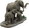 Safari Elephant With 2 Calves Family Statue 14.5"L Elephants Roaming Grasslands