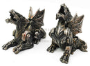 Steampunk Cyborg Cyclone Roaring Dragon Pair Figurine Set of 2 Collectible