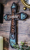 Western Family Tooled Tuscan Fleur De Lis Floral Scrollwork Horseshoe Wall Cross