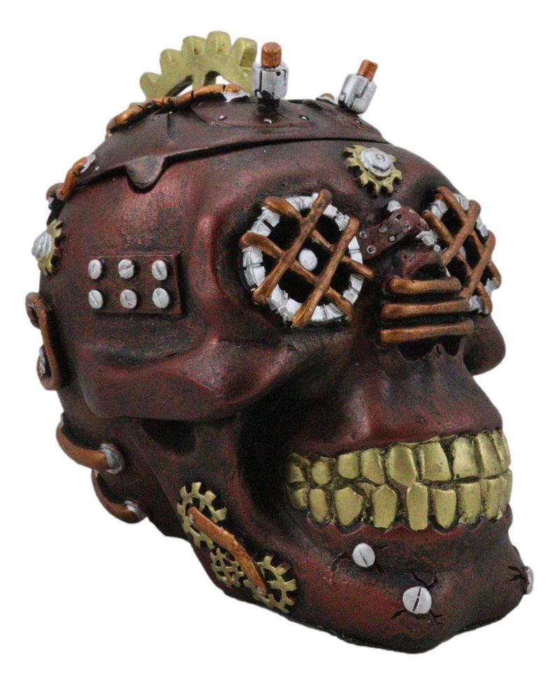 Mad Max Style Steampunk Cool Punk Gearwork Rock Skull Jewelry Box Figurine